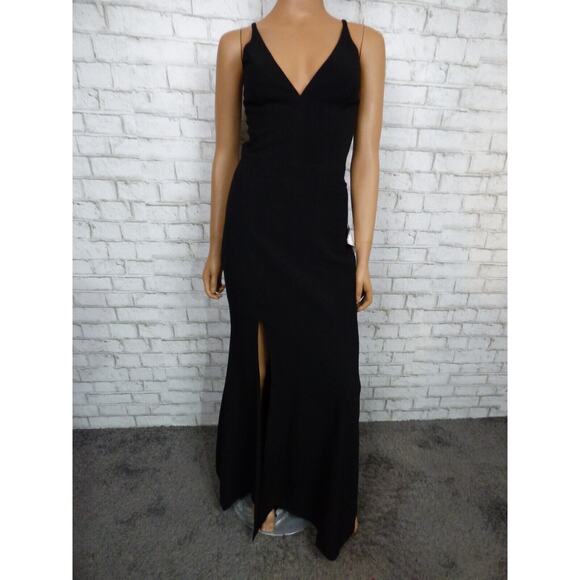 Dress the Population Iris Slit Crepe Gown in Black Size Small NEW - Picture 3 of 16